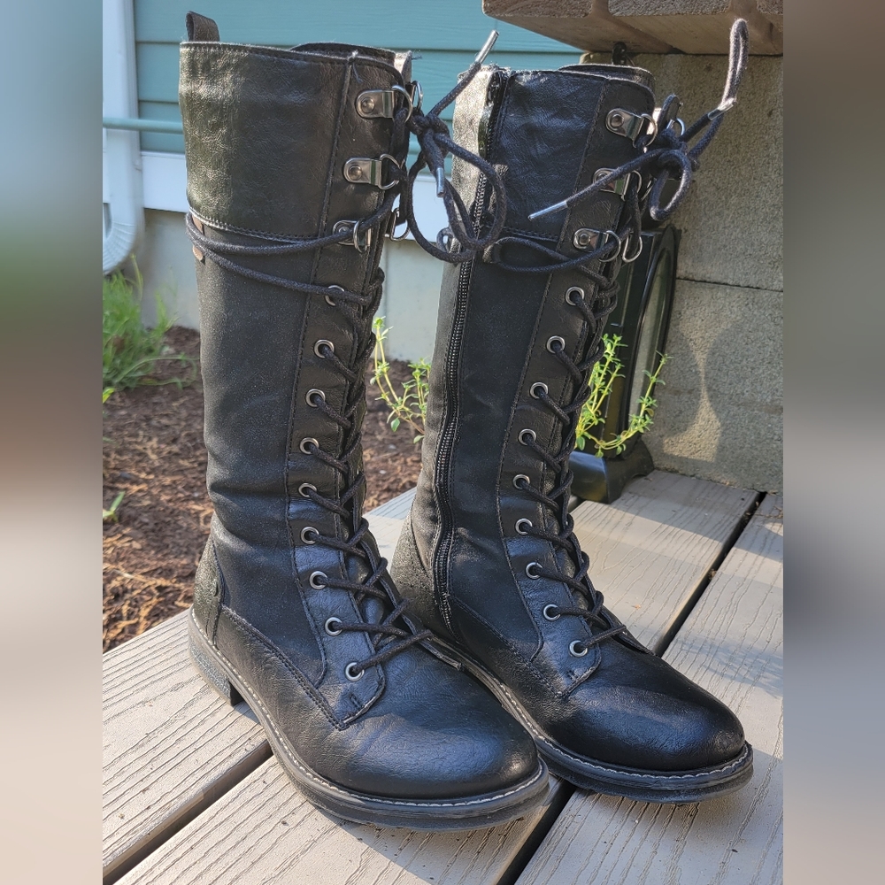 Tall lace up boots
